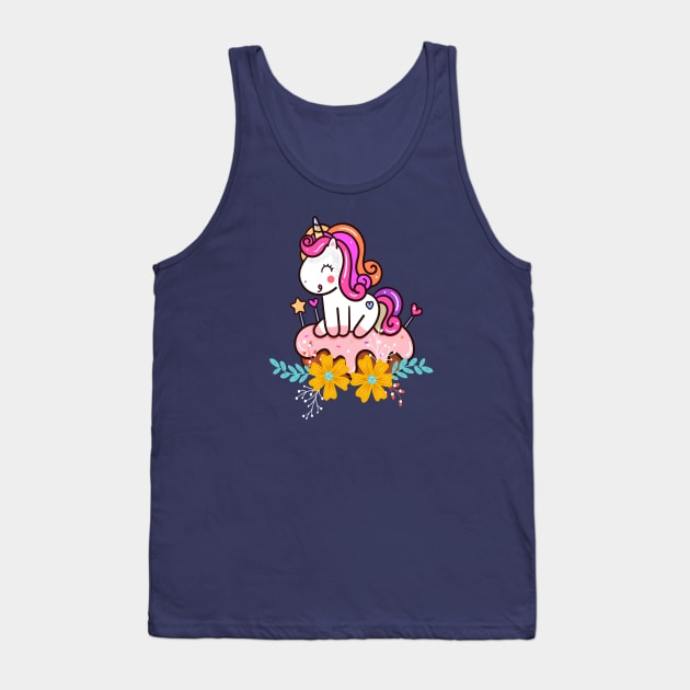 Cute Unicorn Lover Tank Top by JeffDesign